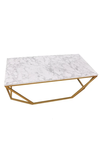 Hitit Dekorasyon Lavina Gold Metal Mermer Desenli Orta Sehpa - 3