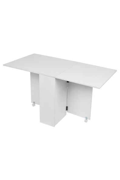 Hitit Dekorasyon Silvia Beyaz Ahşap Katlanır Yemek Masası - 2