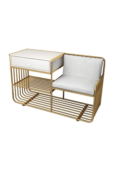 Hitit Dekorasyon Loren Gold Metal Benç Ayakkabılık