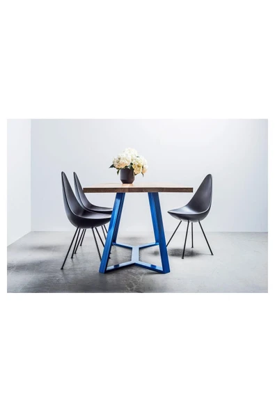 Hitit Dekorasyon Yasi Mavi Metal Masif Yemek Masası - 2