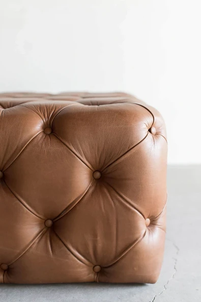 Hitit Dekorasyon Tuf Kahverengi Deri Puf & Bench - 5