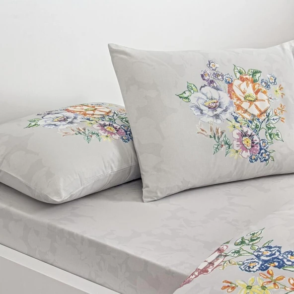 Taç Çift Kişilik Ranforce Nevresim Takımı Fiora Gri - 2