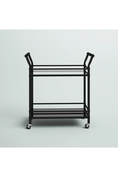 Hitit Dekorasyon Robin Siyah Metal&cam Servis Arabası