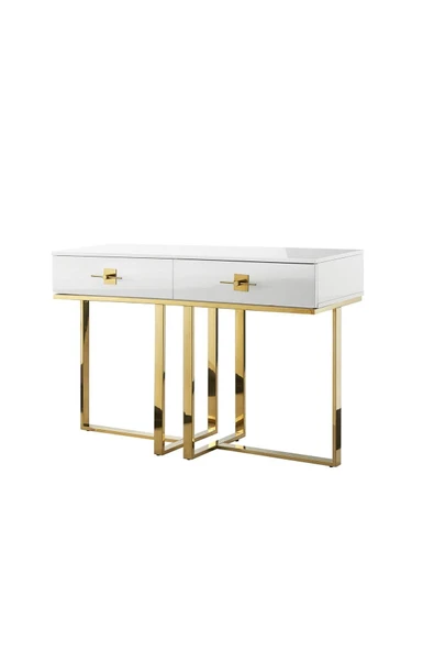 Hitit Dekorasyon Rihanna Gold Metal Beyaz Dresuar - 2