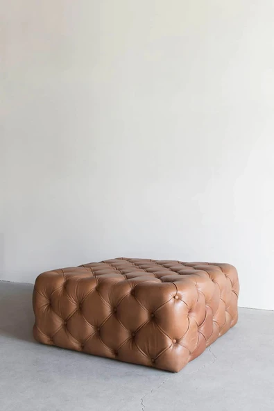 Hitit Dekorasyon Tuf Kahverengi Deri Puf & Bench