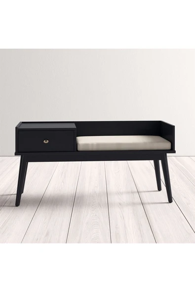 Hitit Dekorasyon Skyler Siyah Ahşap Benç - 3