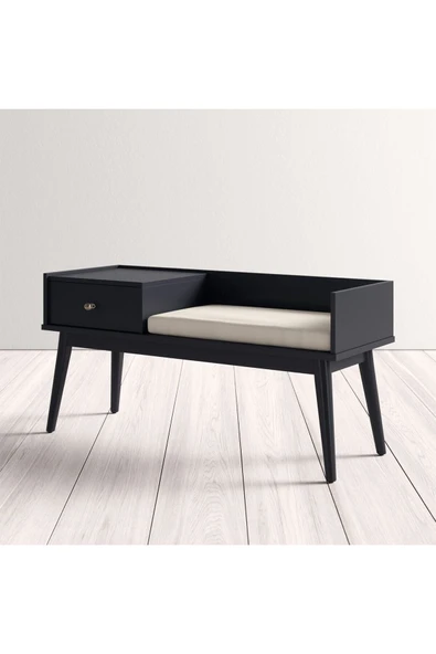 Hitit Dekorasyon Skyler Siyah Ahşap Benç - 5