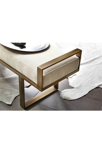 Hitit Dekorasyon Lucia Pirinç Eskitme Puf & Benç - 3