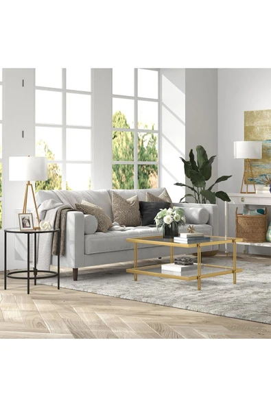 Hitit Dekorasyon Dolores Gold Metal Orta Sehpa - Resim 5