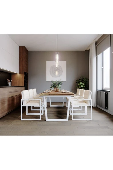 Hitit Dekorasyon Rier Beyaz Metal Sandalye - 3