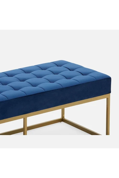 Hitit Dekorasyon Camron Gold Metal Bench Mavi - 5
