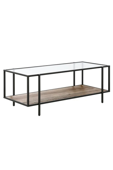 Hitit Dekorasyon Adeline Siyah Metal Cam&ahşap Orta Sehpa - Resim 3