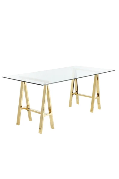 Hitit Dekorasyon Arlo Gold Metal Cam Yemek Masası - 2