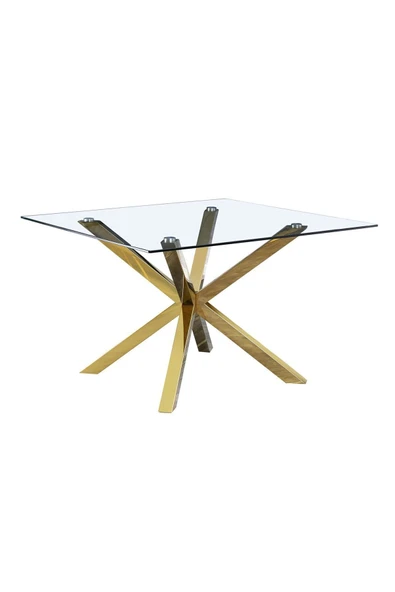 Hitit Dekorasyon Erika Gold Metal & Cam Kare Yemek Masası