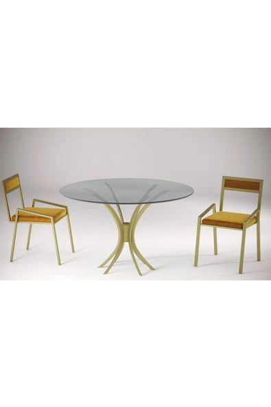 Hitit Dekorasyon Leon Gold Metal Yuvarlak Yemek Masası - 2