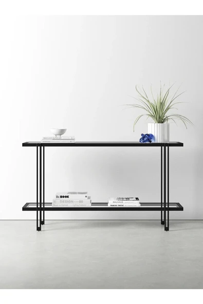 Hitit Dekorasyon Dolores Siyah Metal&cam Dresuar 107cm - Resim 4