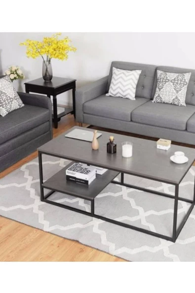 Hitit Dekorasyon Perus Siyah Metal Orta Sehpa - Resim 3