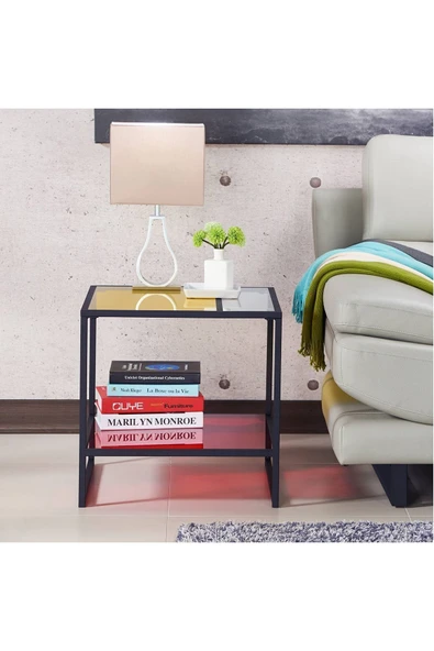 Hitit Dekorasyon Denver Siyah Metal Yan Sehpa - Resim 3