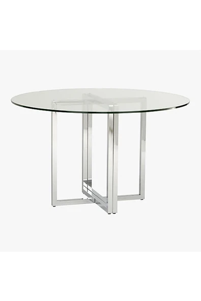 Hitit Dekorasyon Eva Paslanmaz Metal Cam Yemek Masası