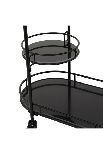 Hitit Dekorasyon Sonora Siyah Metal&cam Servis Arabası - 4