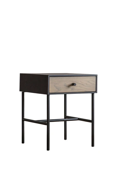 Hitit Dekorasyon Tia Siyah Metal&ahşap Yan Sehpa - Kahverengi - Resim 2