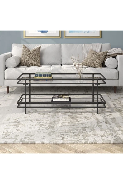 Hitit Dekorasyon Yashira Siyah Metal&cam Orta Sehpa - 2