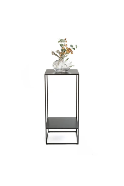 Hitit Dekorasyon Vued Siyah Metal Yan Sehpa - Resim 2