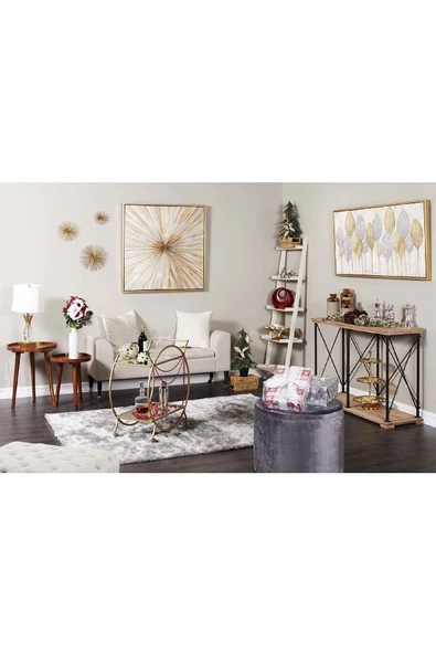 Hitit Dekorasyon Dorka Gold Metal Servis Arabası - 7