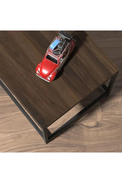 Hitit Dekorasyon Bella Siyah Metal Ahşap Orta Sehpa - Resim 4