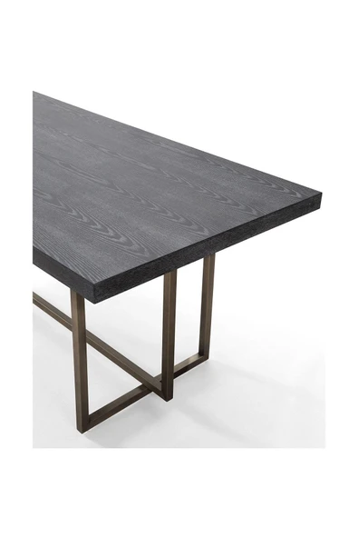 Hitit Dekorasyon Chem Pirinç Eskitme Ahşap Yemek Masası - 3