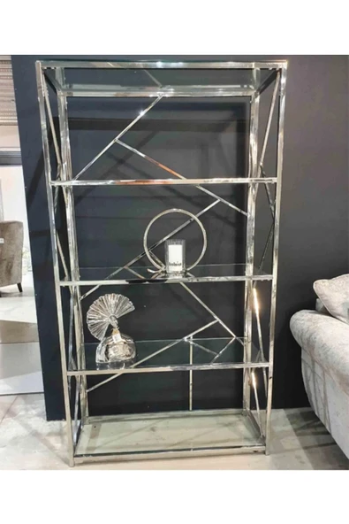 Hitit Dekorasyon Vilma Paslanmaz Metal Kitaplık&Duvar Rafı - Resim 2