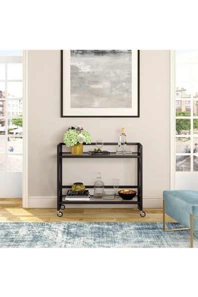 Hitit Dekorasyon Maya Siyah Metal Servis Arabası - 4
