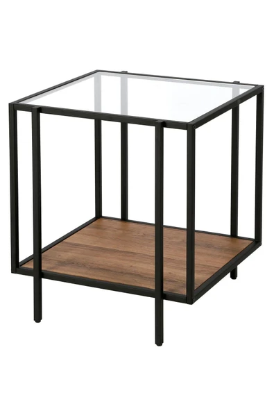 Hitit Dekorasyon Adeline Siyah Metal Cam&ahşap Yan Sehpa - 6