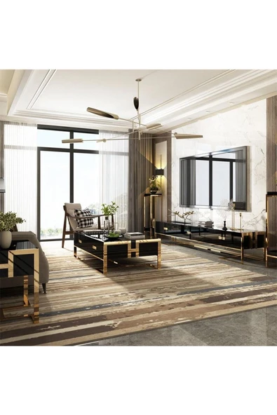 Hitit Dekorasyon Barbara Gold Metal Siyah Tv Ünitesi - 5