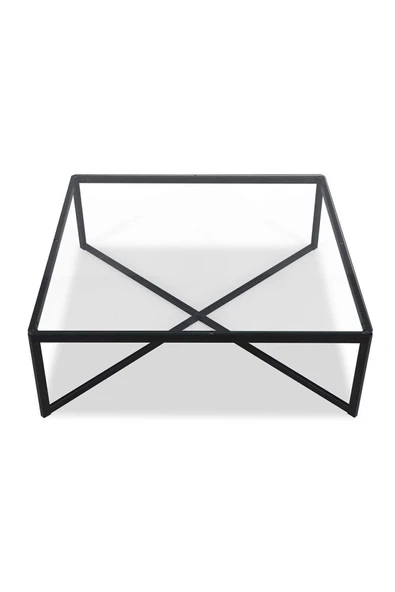 Hitit Dekorasyon Meteo Siyah Metal Cam Kare Orta Sehpa - 3