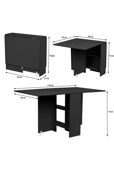 Hitit Dekorasyon Silvia Beyaz Ahşap Katlanır Yemek Masası - 7