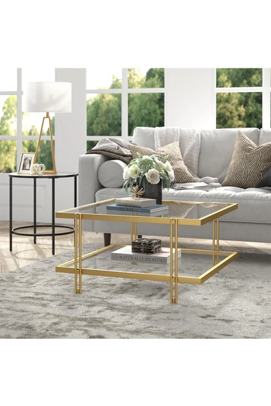 Hitit Dekorasyon Dolores Gold Metal Orta Sehpa - Resim 3