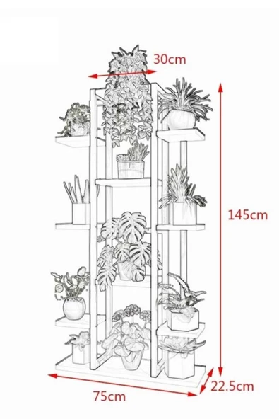Hitit Dekorasyon Mion Metal/ahşap Saksılık&çiçeklik - 2