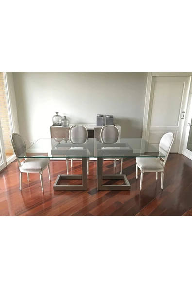 Hitit Dekorasyon Taeg Metal Cam Yemek Masası - 2