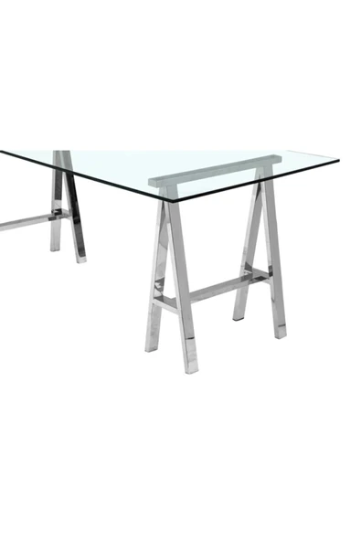 Hitit Dekorasyon Arlo Paslanmaz Metal Yemek Masası - 5