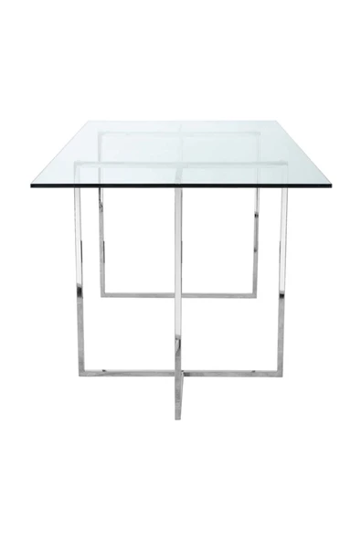 Hitit Dekorasyon Pangea Paslanmaz Metal Cam Yemek Masası - 3