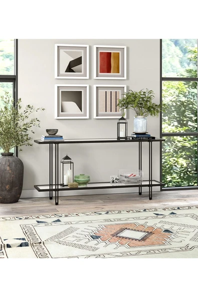 Hitit Dekorasyon Dolores Siyah Metal&cam Dresuar 140cm - 6