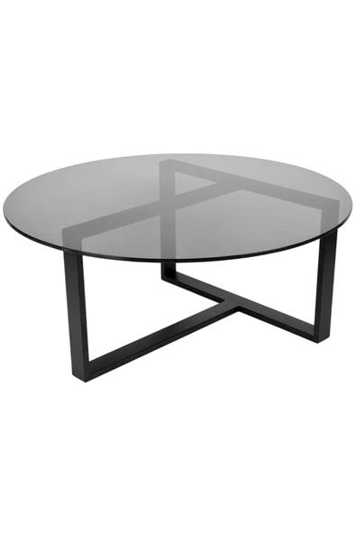 Hitit Dekorasyon Kevan Siyah Metal Cam Orta Sehpa ürün görseli 1