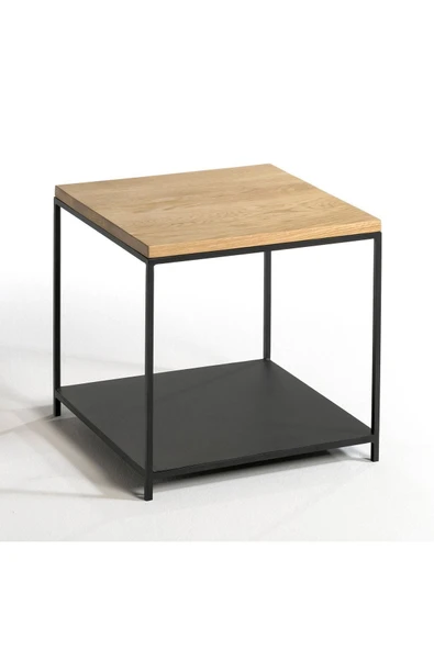 Hitit Dekorasyon Gree Siyah Metal Ahşap Yan Sehpa ürün görseli 1