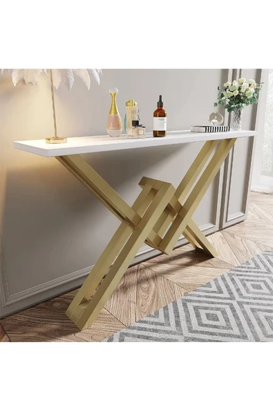 Hitit Dekorasyon Fiona Gold Metal Beyaz Dresuar - Resim 3