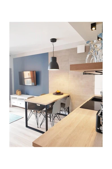 Hitit Dekorasyon Zlaic Siyah Metal Ahşap Yemek Masası