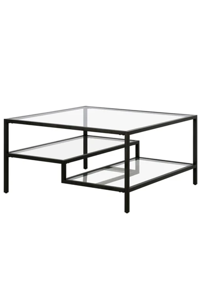 Hitit Dekorasyon Nou Siyah Metal Kare Orta Sehpa - Resim 3