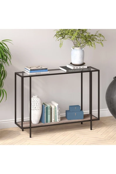 Hitit Dekorasyon Adeline Siyah Metal Cam Siyah Ahşap Dresuar - 5