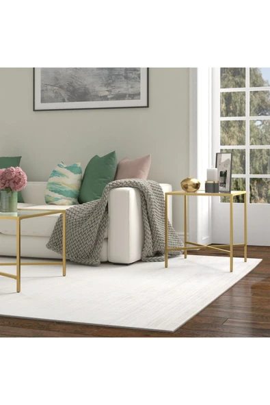 Hitit Dekorasyon Ell Gold Metal Cam Yan Sehpa - Resim 6