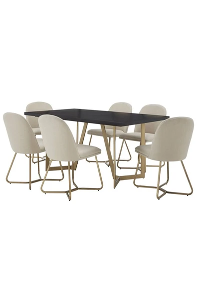 Hitit Dekorasyon Moniq Gold Metal Yemek Masası - 3